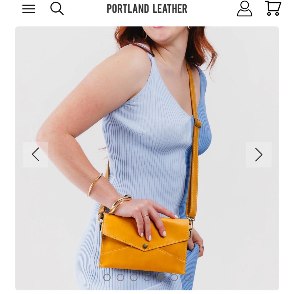 Premium Portland Leather Goods Envelope Convertible Crossbody Strap Sunflower